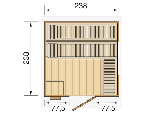 Plan d''une sauna avec dimensions.