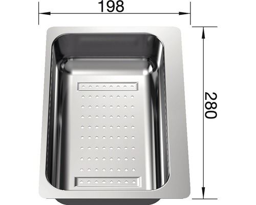 Edelstahlspüle mit Abmessungen 198 x 280 Millimeter