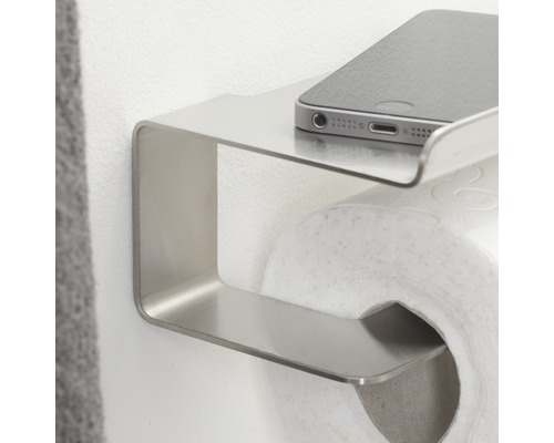 Porte-papier toilette en acier inoxydable avec étagère et téléphone portable