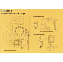 Store banne à bras articulé SOLUNA Concept 3x2 tissu dessin 6171 châssis argent E6EV1 anodisé entraînement à droite avec moteur et interrupteur mural-thumb-8