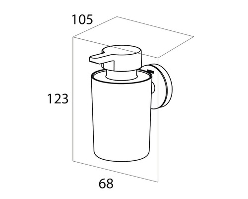 Dessin technique d''un distributeur de savon avec dimensions
