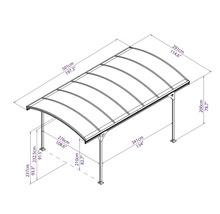 Carport simple Palram – Canopia Vitoria 5000 avec gouttière 290 x 500 cm anthracite