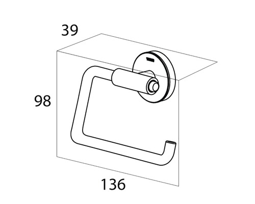 Dessin technique d''un porte-papier toilette avec dimensions
