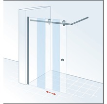 Paroi de douche à l'italienne avec porte coulissante Schulte MasterClass largeur 120 cm butée à gauche verre transparent couleur du profilé chrome-thumb-1