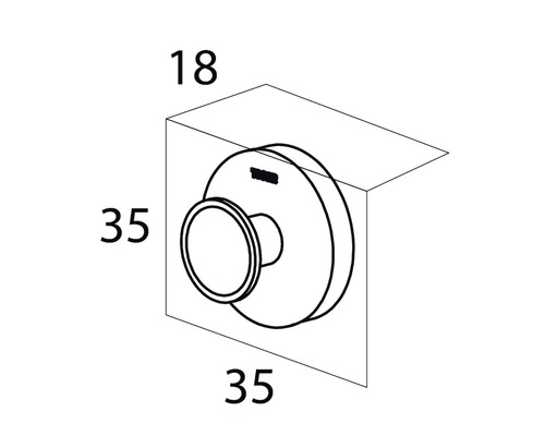 Dessin technique d''un bouton de meuble avec dimensions