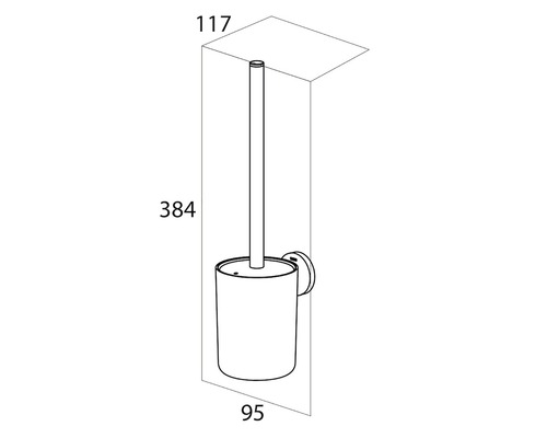 Toilettenbürstengarnitur mit Maßangaben