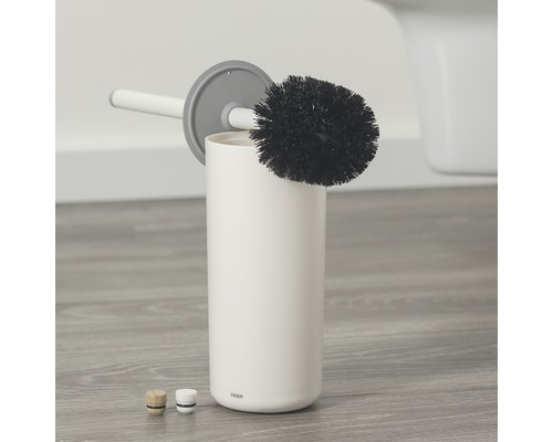 Ensemble brosse de toilette avec support et deux boutons de remplacement