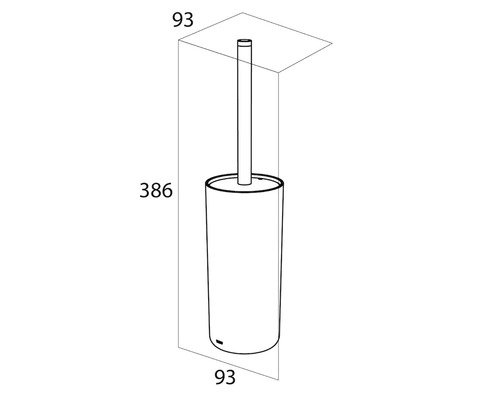 Image d''une brosse de toilette avec les dimensions 93, 93 et 386