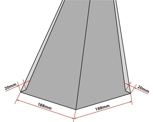 Objet tridimensionnel avec les dimensions 188 mm et 20 mm