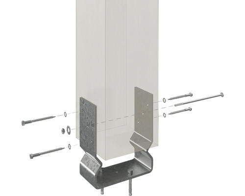 Pfostenträger mit Schrauben für Holzkonstruktionen