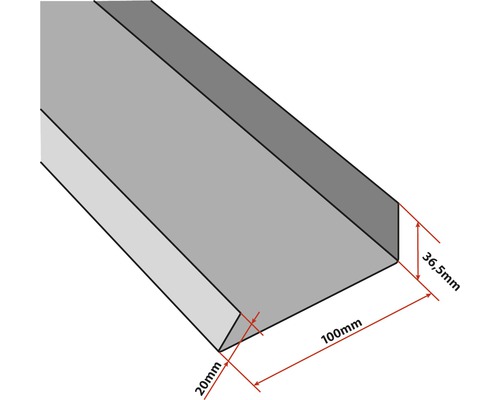 Angle d'arête tablier PRECIT rouge oxyde RAL 3009 2000 x 100 mm