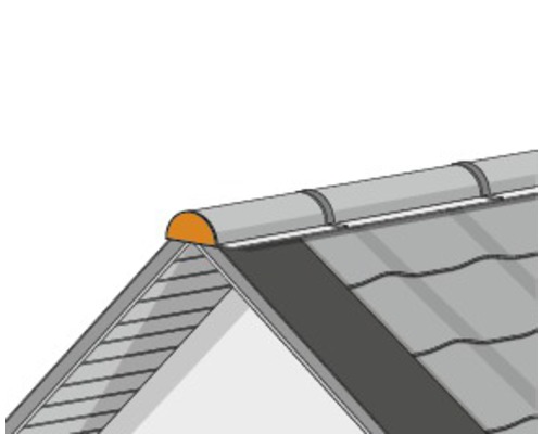 Dach mit Firstziegeln