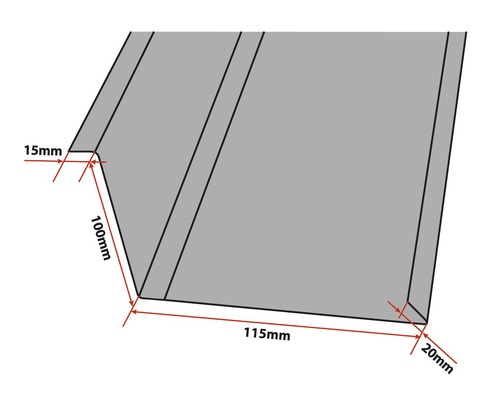 Illustration d''un profilé de protection des bords avec indications de dimensions