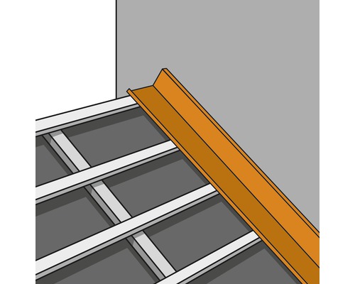 Illustration d''un profilé de protection des arêtes sur un mur au-dessus d''une sous-construction.