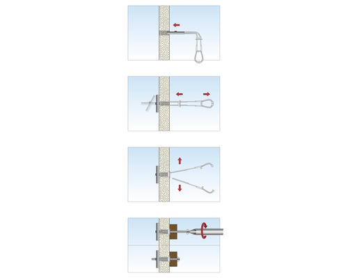 Montageanleitung für einen Dübel in vier Schritten