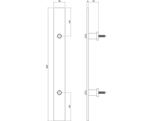 Schéma technique d''un poteau de support avec vis et dimensions