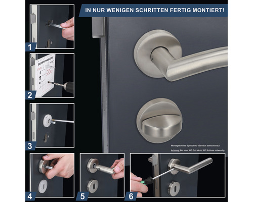 Montageanleitung für eine Türgarnitur in sechs Schritten