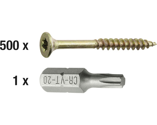 500 vis à bois et un embout de vissage