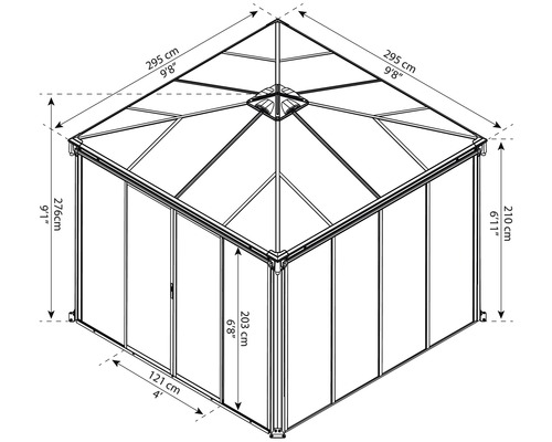 Schéma technique d''un pavillon avec dimensions