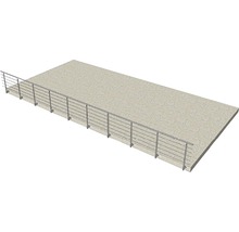 Ansicht eines Balkongeländers aus Edelstahl auf einem Betonbalkon