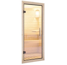 Sauna modulaire Karibu Norina sans poêle et couronne avec porte entièrement vitrée transparente-thumb-6