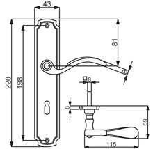 Dessin technique d''une poignée de porte avec dimensions
