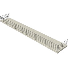 Illustration einer langen Betonbrücke mit Edelstahlgeländer