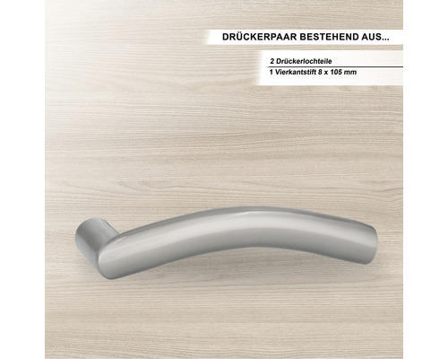 Edelstahl Türgriff mit Vierkantstift 8 x 105 Millimeter