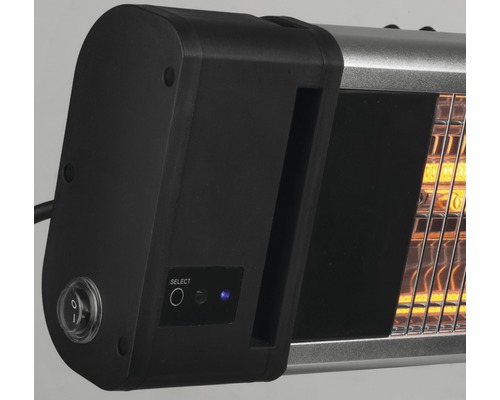 Detailansicht einer Infrarotheizung mit Bedienelementen