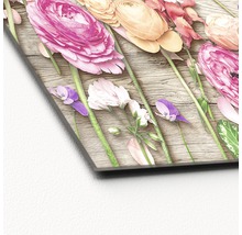 Panneau décoratif avec motif floral sur fond en bois