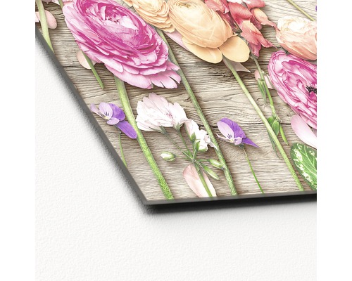 Panneau décoratif avec motif floral sur fond en bois