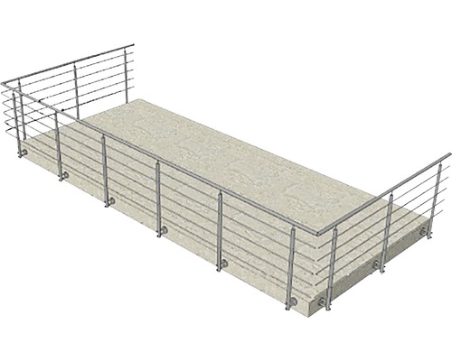 Edelstahlgeländer auf einem Betonfundament