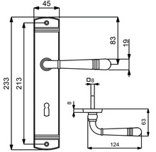Dessin technique d''une garniture à plaque longue avec dimensions