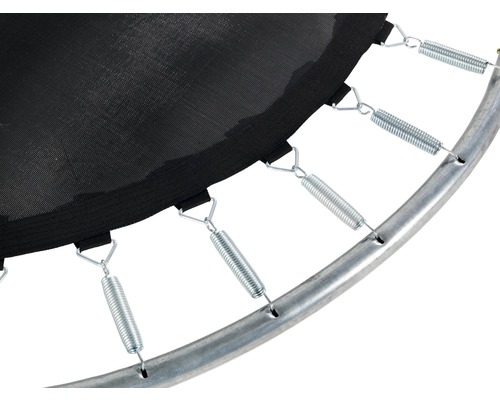 Gros plan sur un tapis de saut de trampoline avec ressorts et cadre