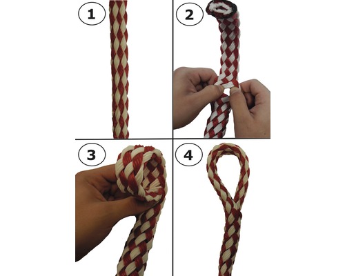 Instructions pour faire une boucle avec une corde en quatre étapes