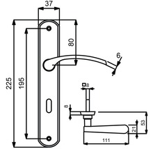 Poignée sur plaque longue Amos laiton/bruni/satiné cylindre profilé avec bouton + poignée pour portes d’entrée à gauche-thumb-1