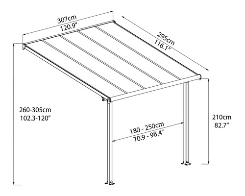 Schéma technique d''un toit de terrasse avec dimensions
