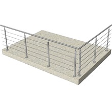 Edelstahlgeländer mit horizontalen Streben auf einer Terrasse