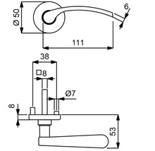 Rosettengarnitur Amos messing/brüniert/satiniert PZ mit 2x Drücker für Wohnungseingangstür links/rechts-thumb-1