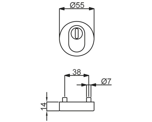 Schéma technique d''une serrure de porte avec dimensions