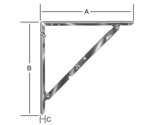 Klappkonsole mit Maßangaben A, B und C.