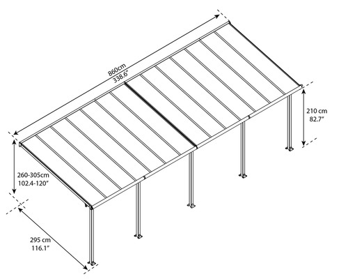 Dessin technique d''un toit de terrasse avec dimensions