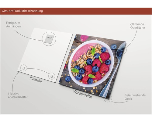Image en verre avec motif de smoothie, y compris entretoise et suspension