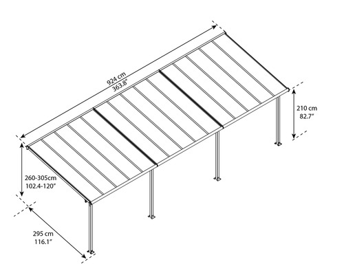 Dessin technique d''un carport avec indications de dimensions
