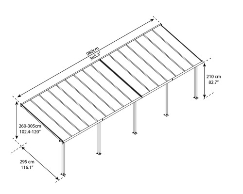 Schéma technique d''un carport avec dimensions