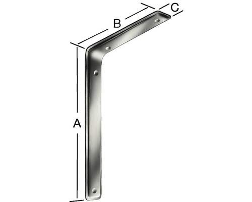 Équerre métallique avec trous de fixation et indications de mesure