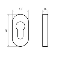 Rosace cylindre profilé acier inoxydable satiné 62x31 mm-thumb-1