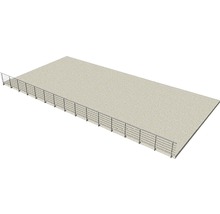 Ansicht einer grauen Terrasse mit Geländer