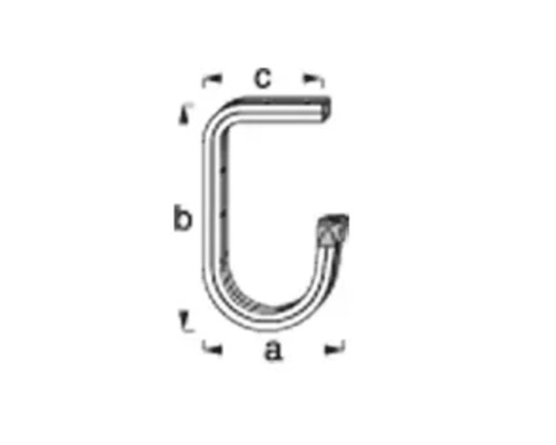 Illustration d''un collier de serrage avec les dimensions a, b et c.
