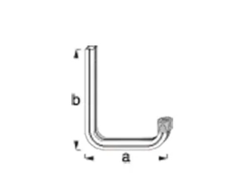 Image d''un coude de tuyau en forme de L avec des dimensions.
